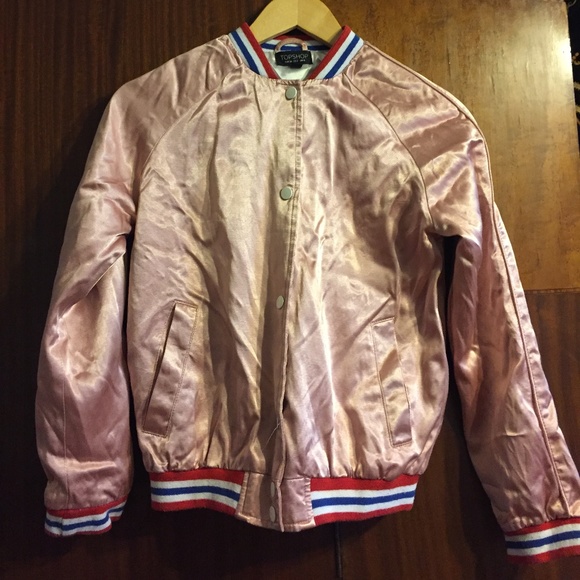 Topshop Jackets & Blazers - top shop pink satin bomber jacket